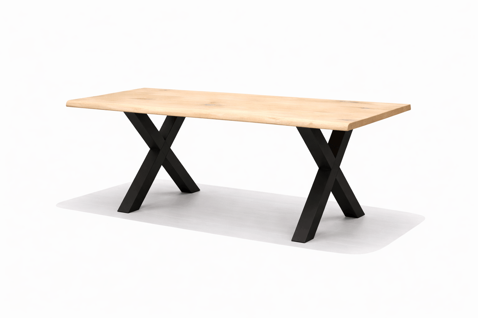 Eiken eettafel rechthoekig boomstamrand Xpoot